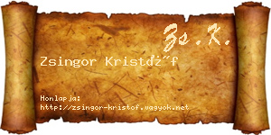 Zsingor Kristóf névjegykártya